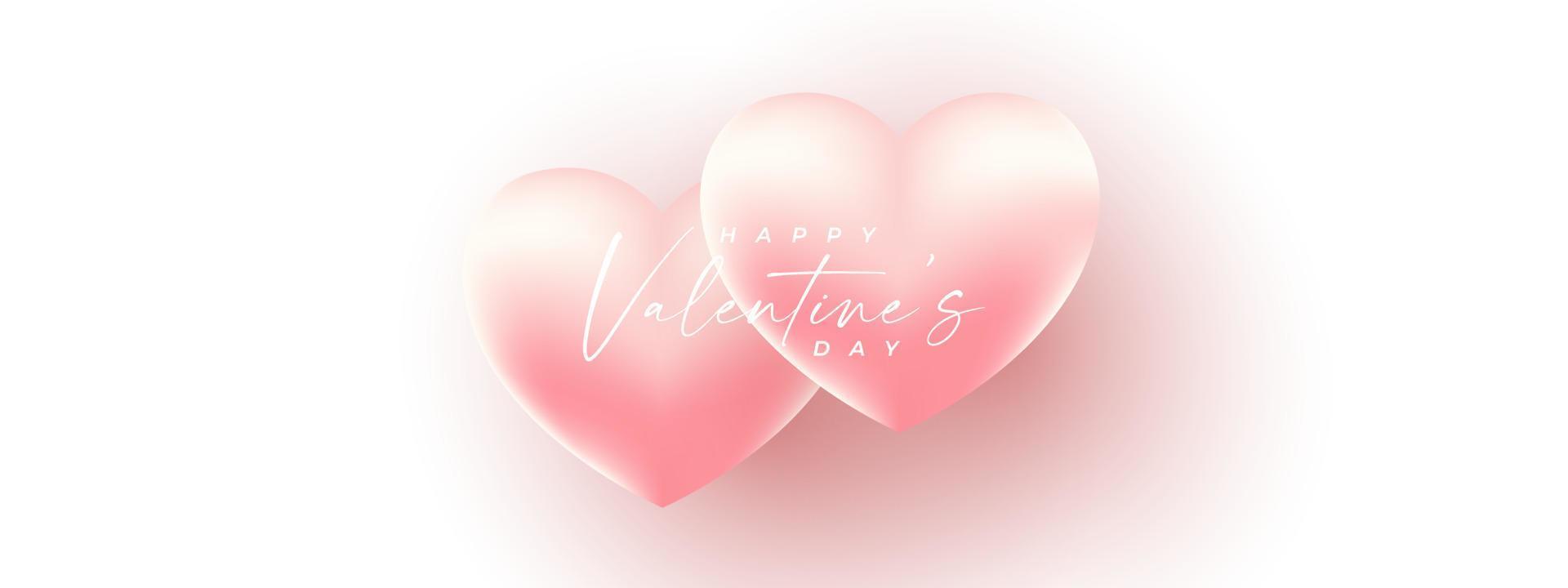 banner del día de San Valentín en fondo rosa con deseos de felices fiestas, estilo moderno.Plantilla para volante, invitación y tarjeta de felicitación para vacaciones. ilustración vectorial. vector