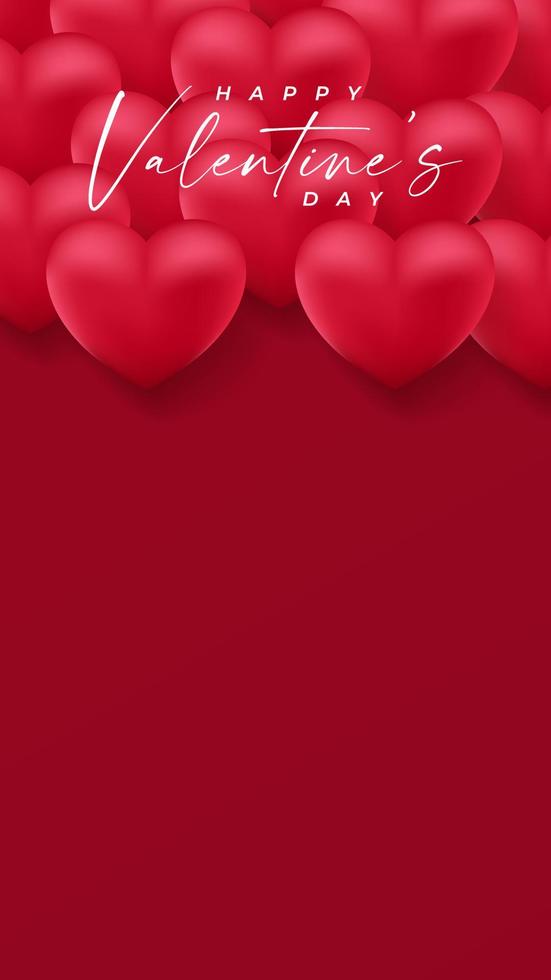 Valentine's Day background design with text space using red and white color of heart shape . vector