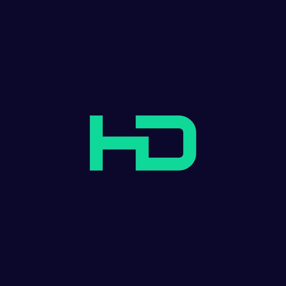 logotipo de hd abstracto, logotipo de iniciales hd moderno aislado sobre fondo oscuro vector