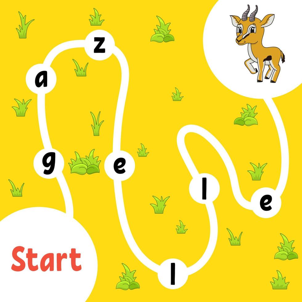 Logic puzzle game. Learning words for kids. Find the hidden name. Education developing worksheet. Activity page for study English. Isolated vector illustration. cartoon style.