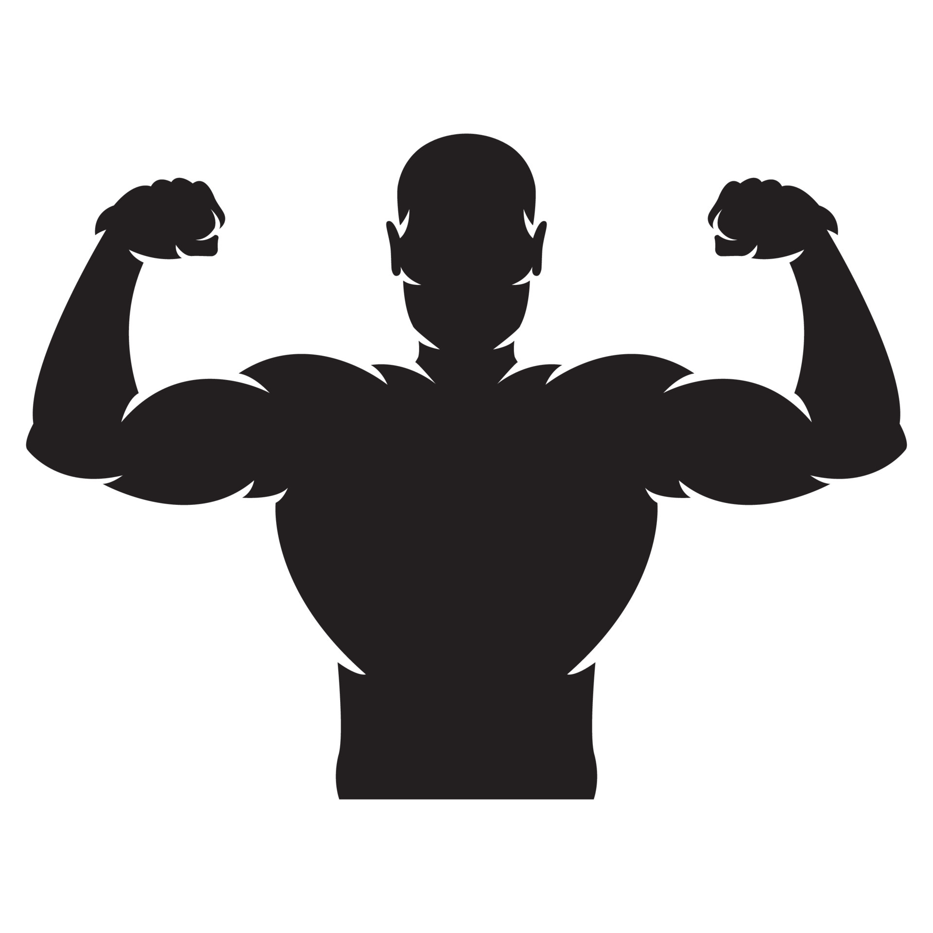 Bodybuilder strong man. Black silhouette. Design element. Vector  illustration isolated on white background. Template for books, stickers,  posters, cards, clothes. 4674688 Vector Art at Vecteezy