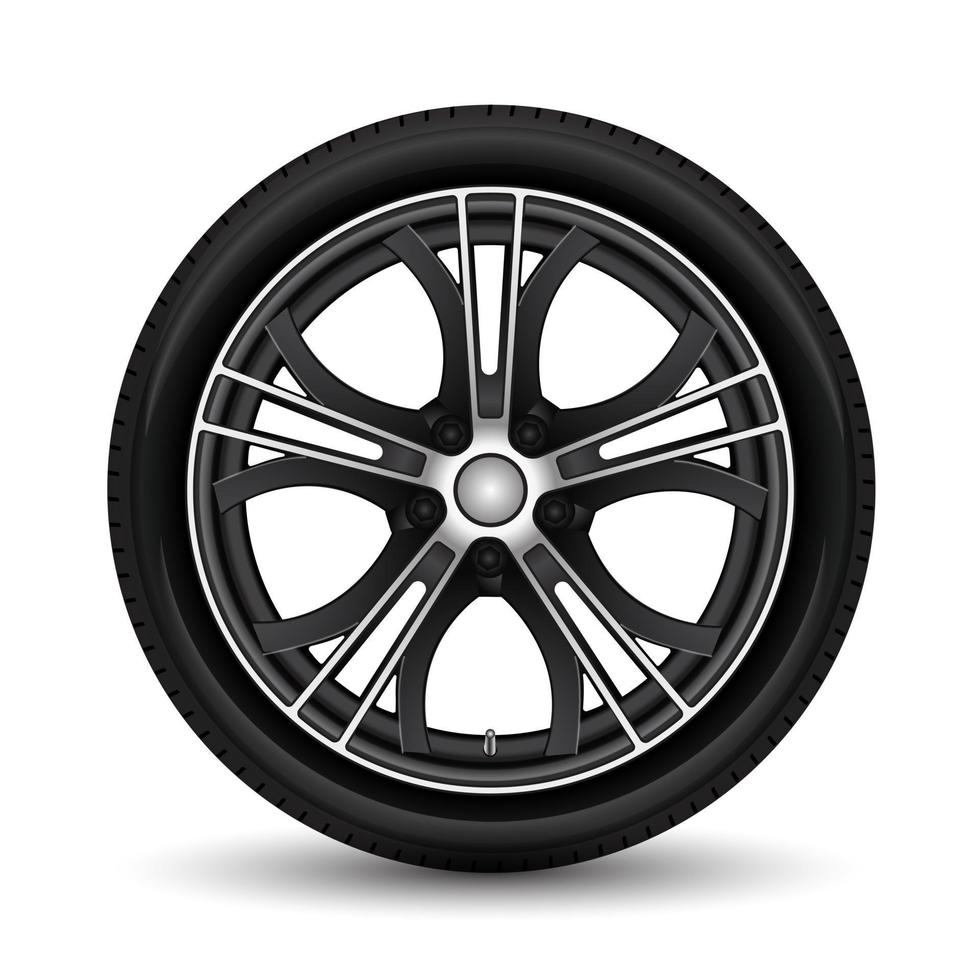 Aluminum wheel car tire style racing on white background vector