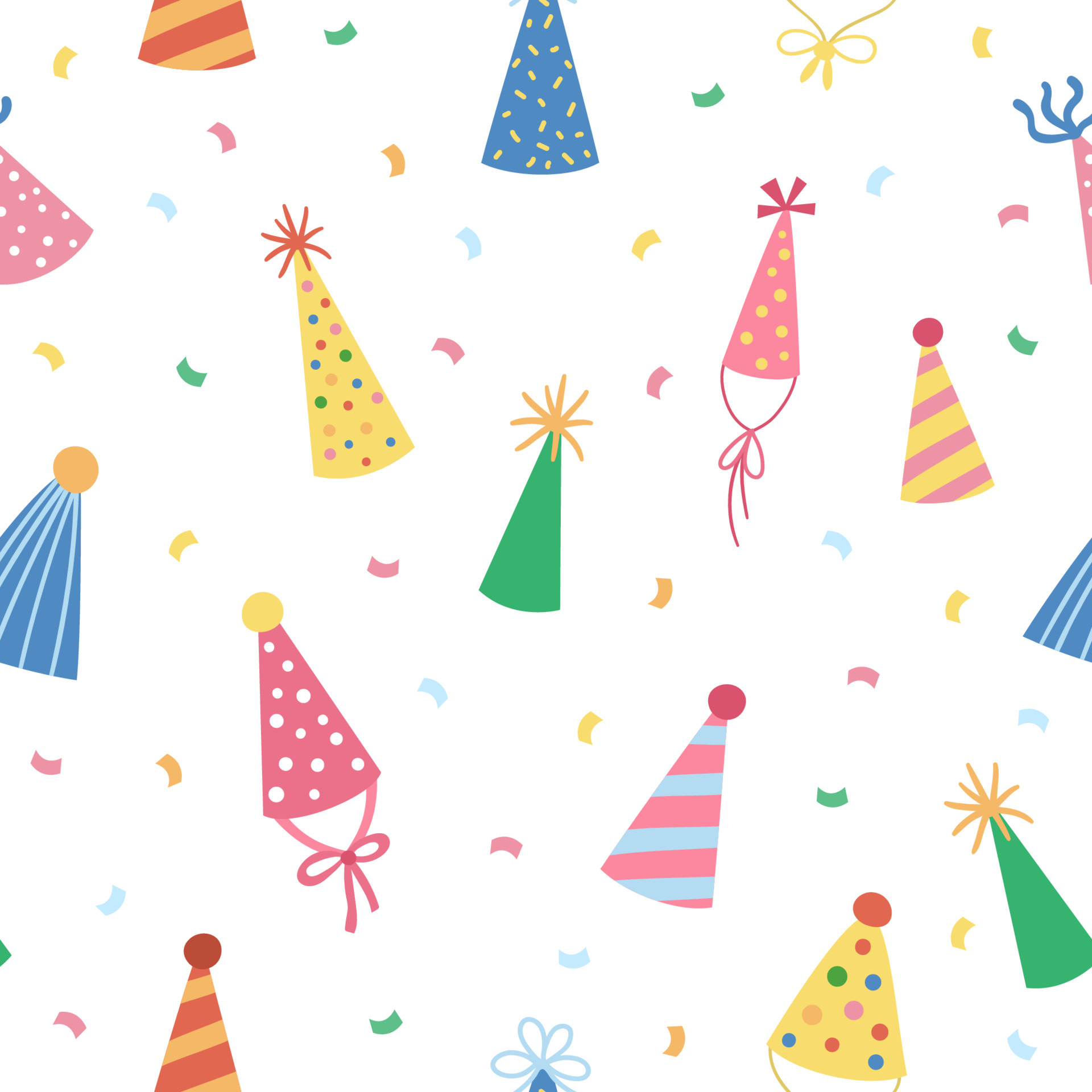 Vector cute seamless pattern with birthday party hats. Funny repeating