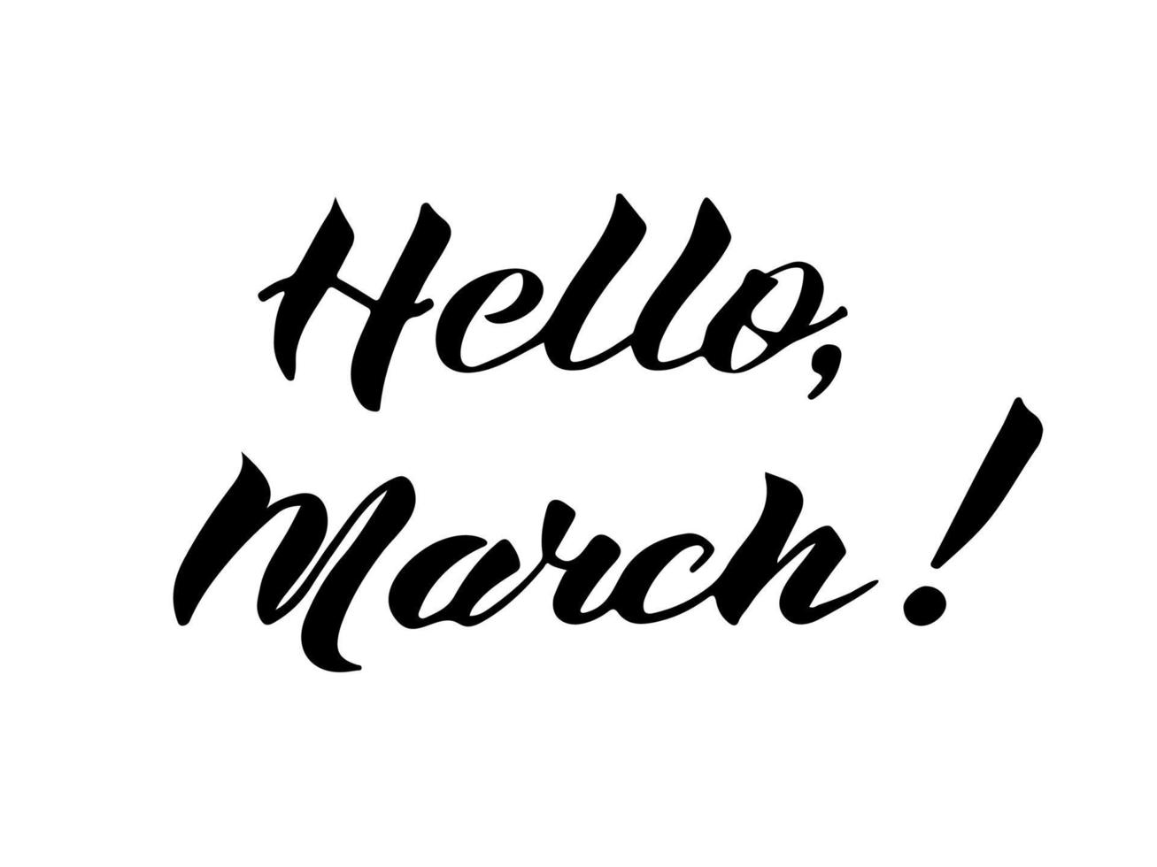 Vector illustration. Hello March lettering.