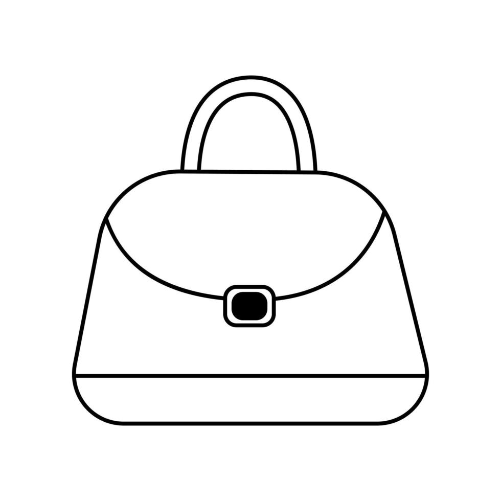 Women's bag in doodle style, line art. Flat vector illustration