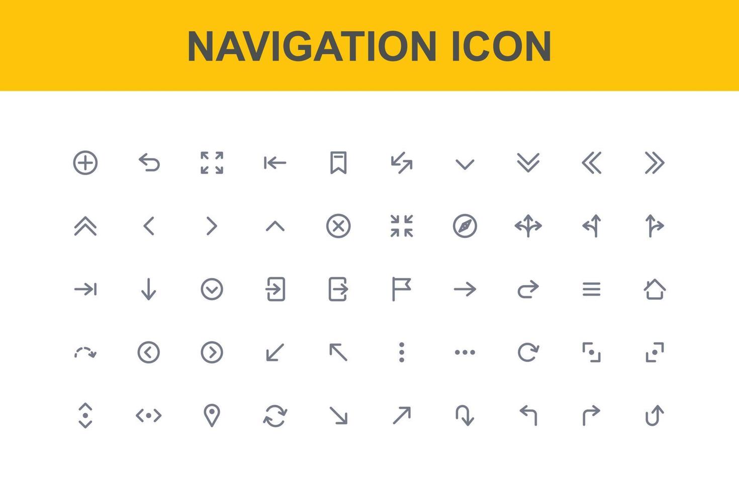 flat complete navigation icon set vector