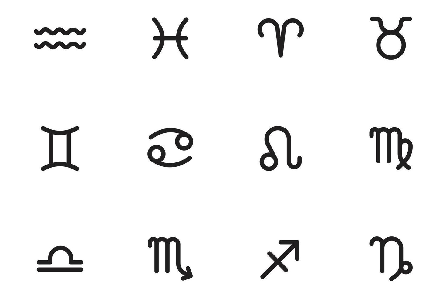 conjunto plano de doce iconos del horóscopo vector