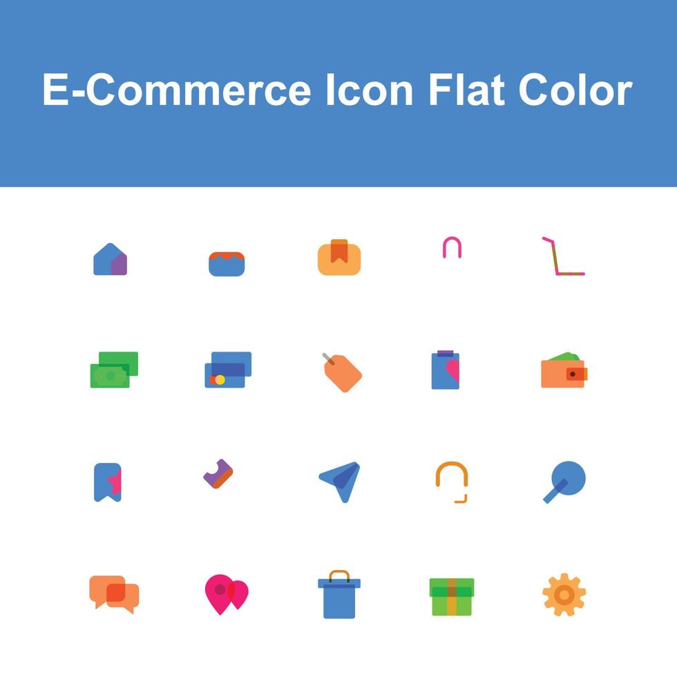 flat e commerce set color icon app vector