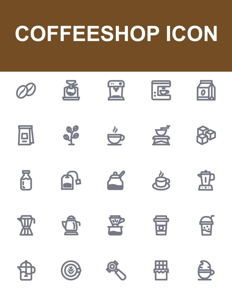 coffee shop cafe app icon set vector