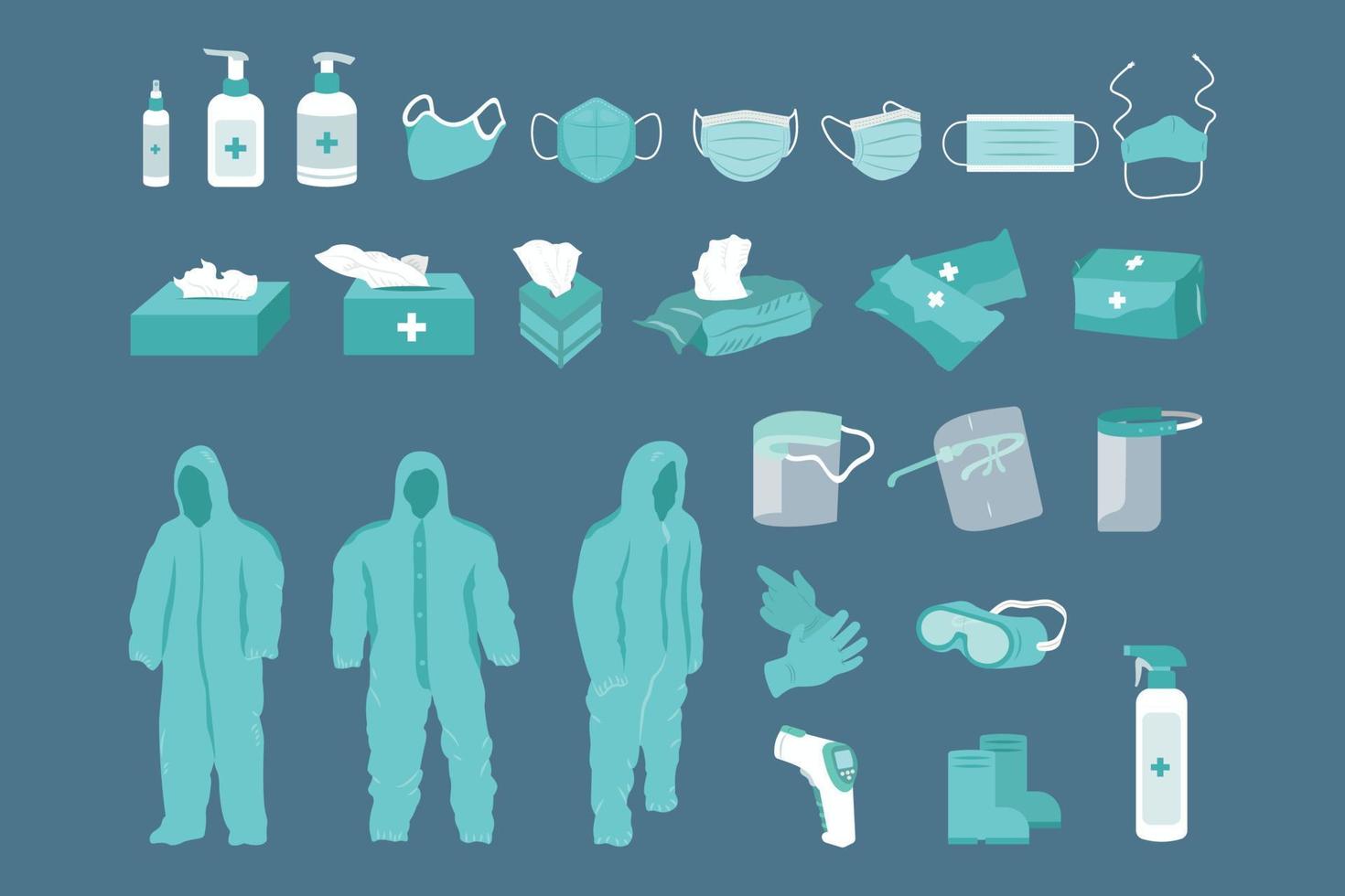 Virus Protection Equipment illustration set vector