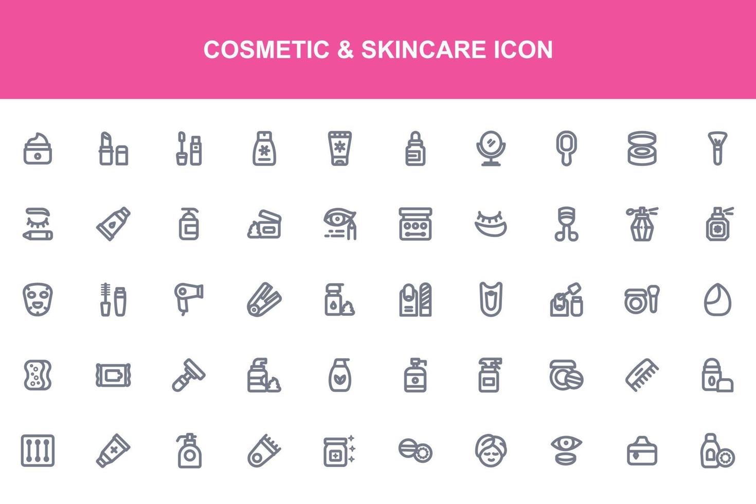 conjunto de iconos de símbolo de aplicación cosmética vector