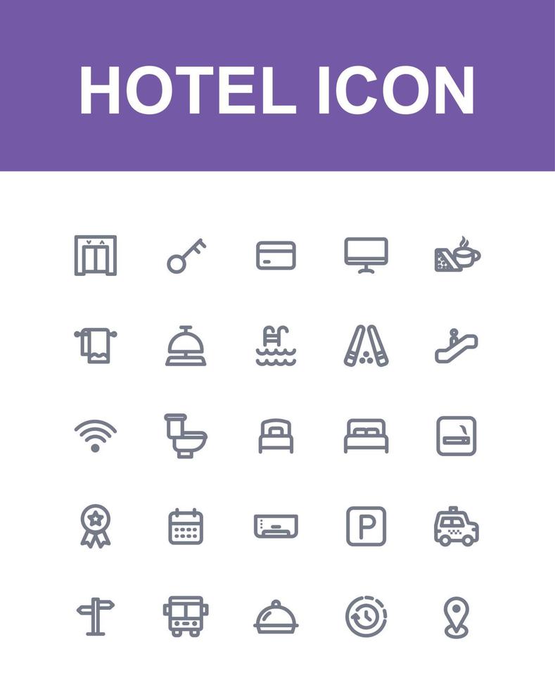 flat set of hotel and restaurant icons vector