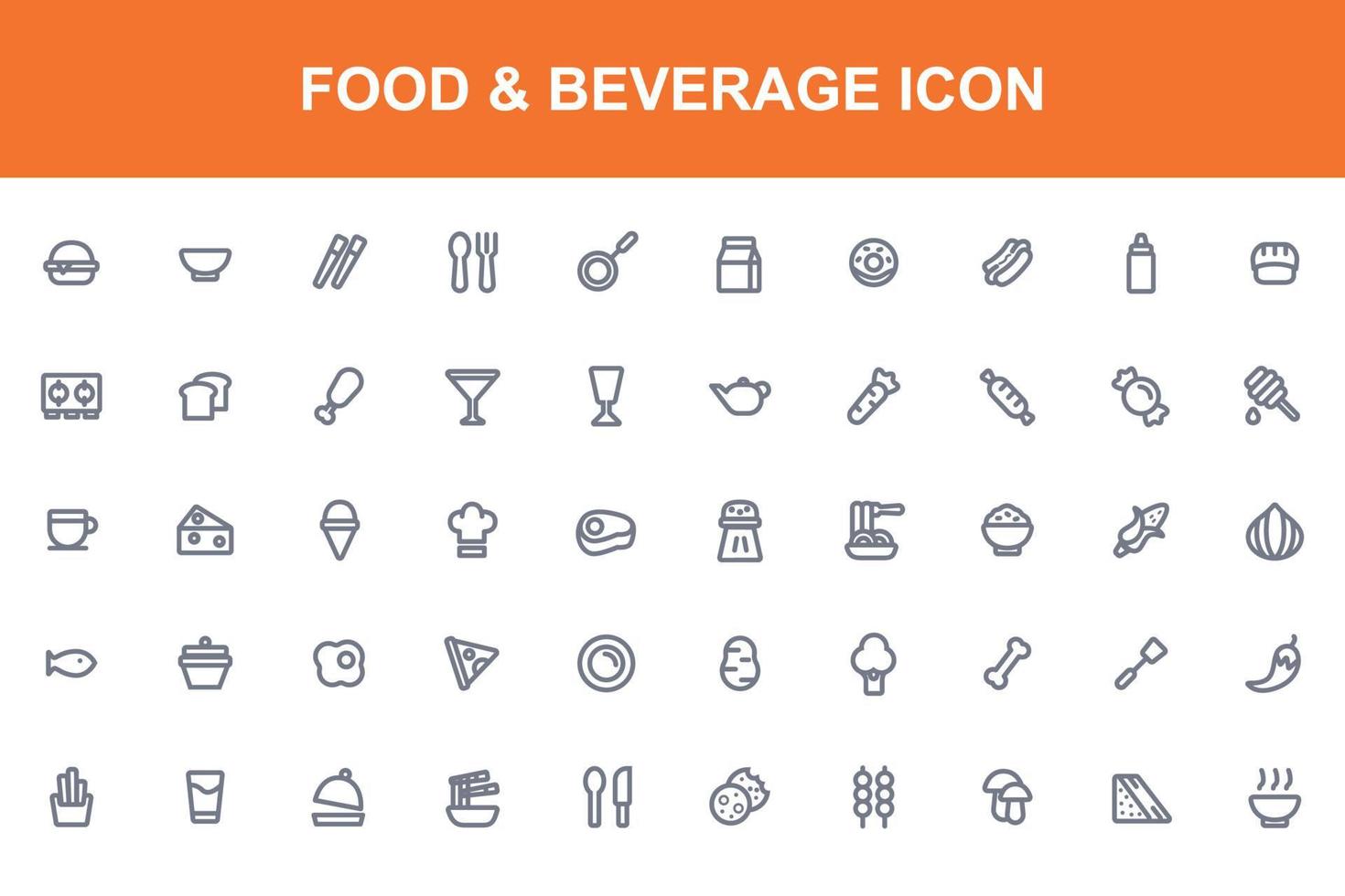 food and drink app icon set vector