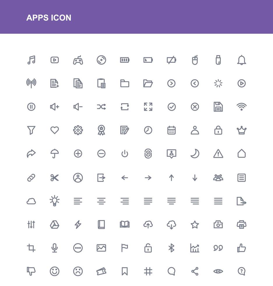 flat set app icon complete website vector