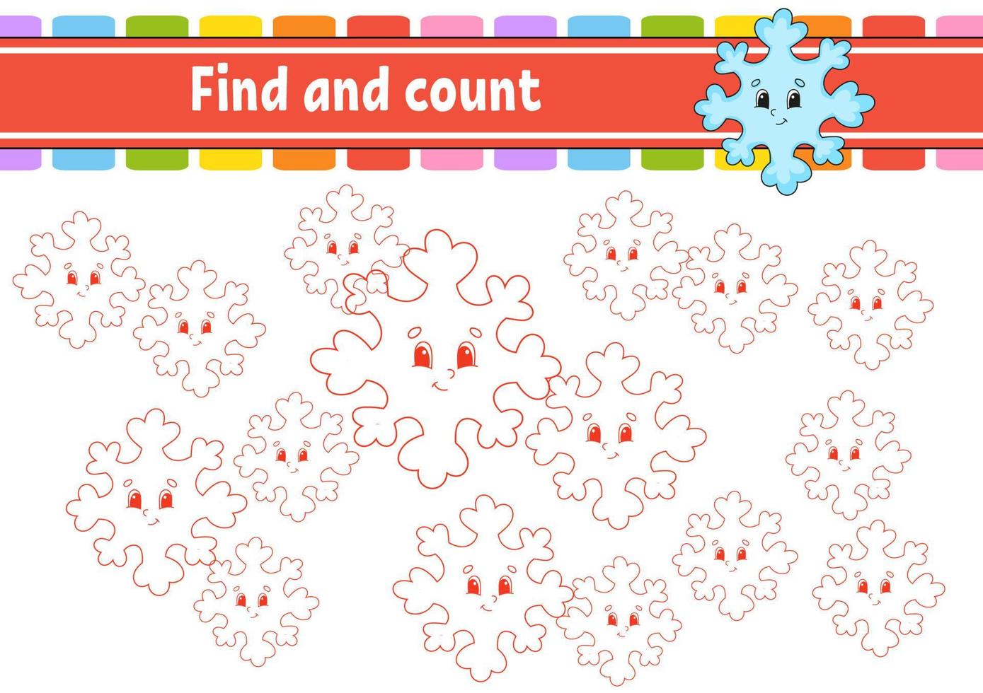Find and count. Education developing worksheet. Activity page. Puzzle game for children. Logical thinking training. Isolated vector illustration. cartoon character.