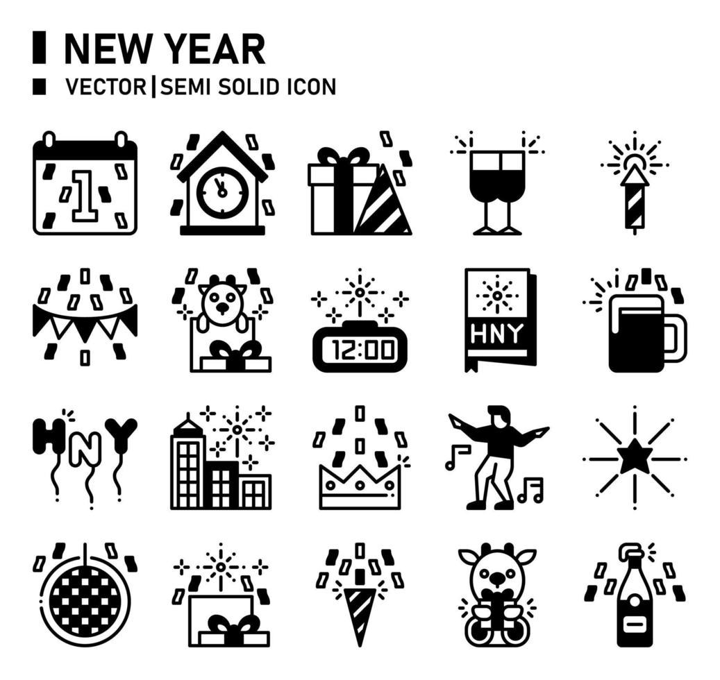 icono de año nuevo semisólido vector