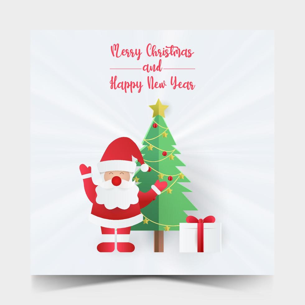 christmas greeting card or invitation with santa claus. vector