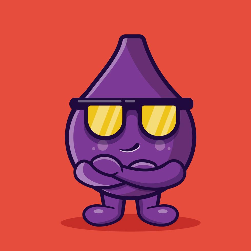 dibujos animados aislados de la mascota de la fruta de higo super cool en estilo plano vector