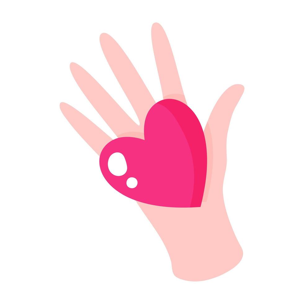 Hand holds the heart. Wedding and valentine day concept. vector