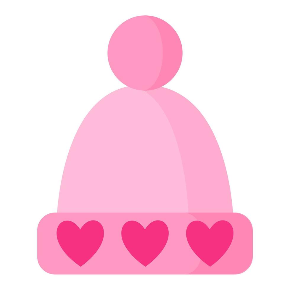 Winter hat with a pompom and a heart. Wedding and valentine day concept. vector