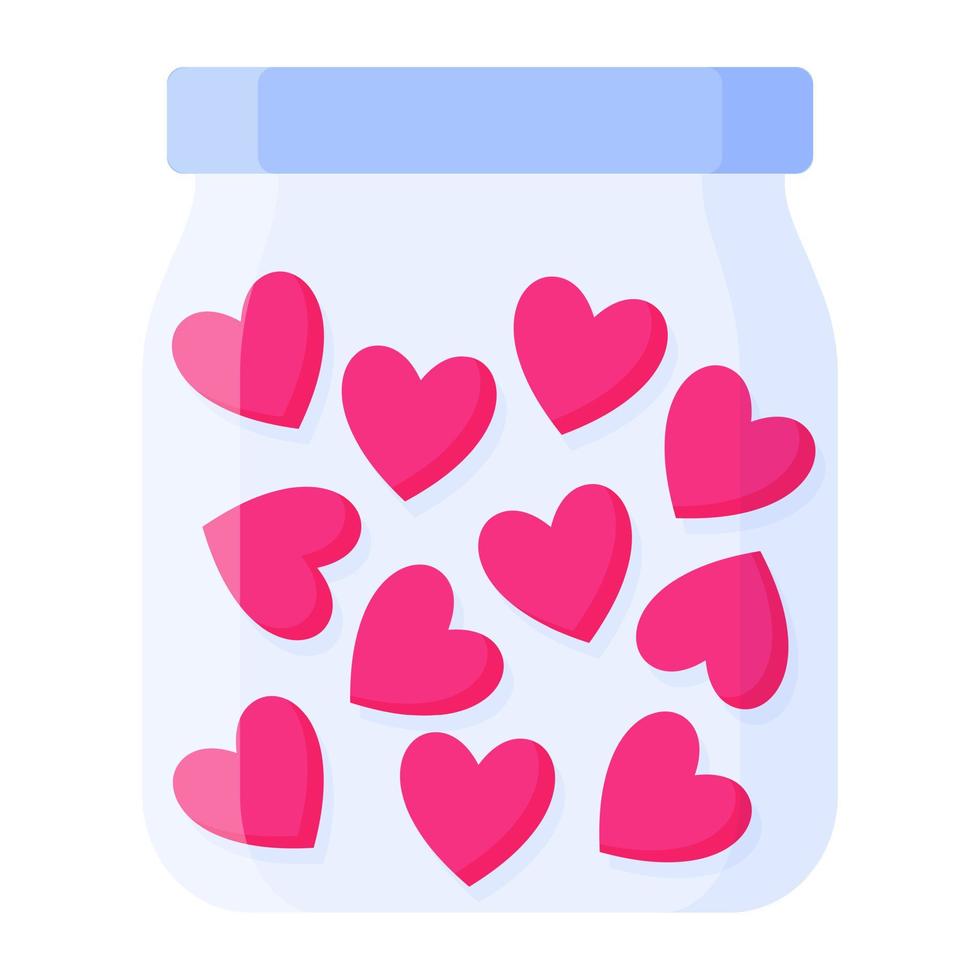 Blue jar with hearts. Wedding and valentine day concept. vector