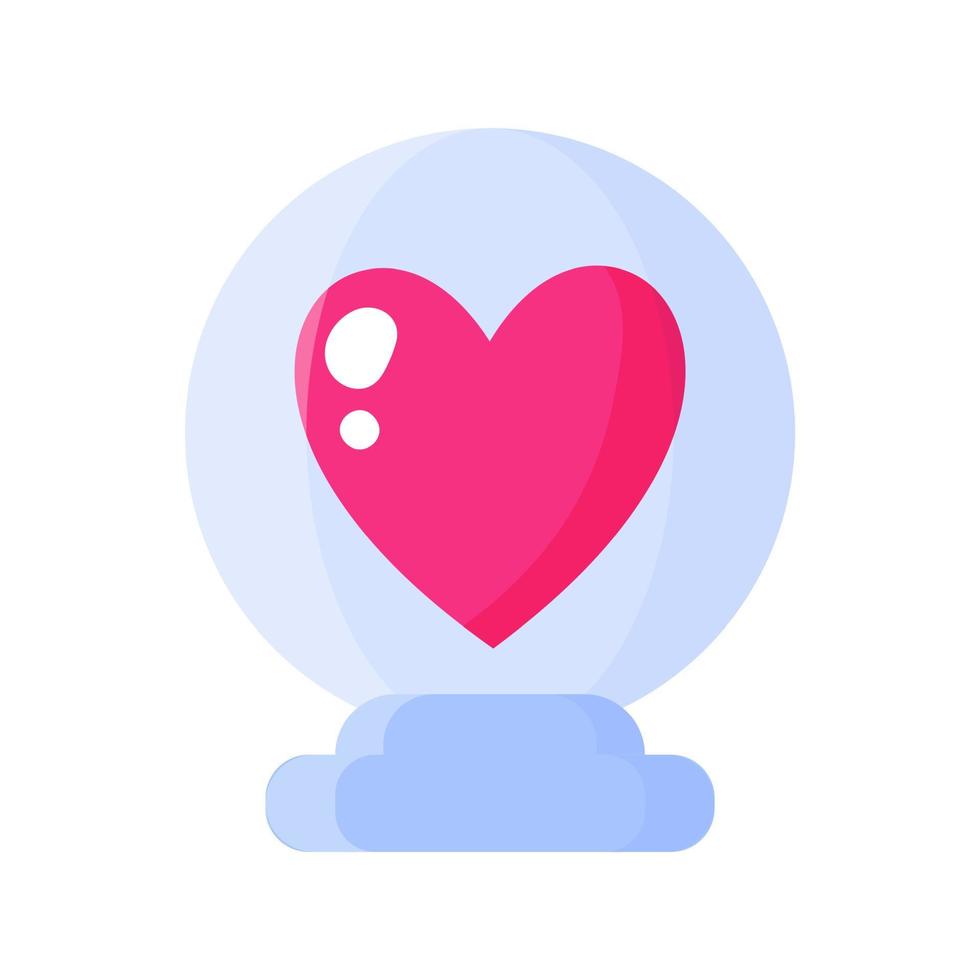 Magic glass ball with heart. Wedding and valentine day concept. vector