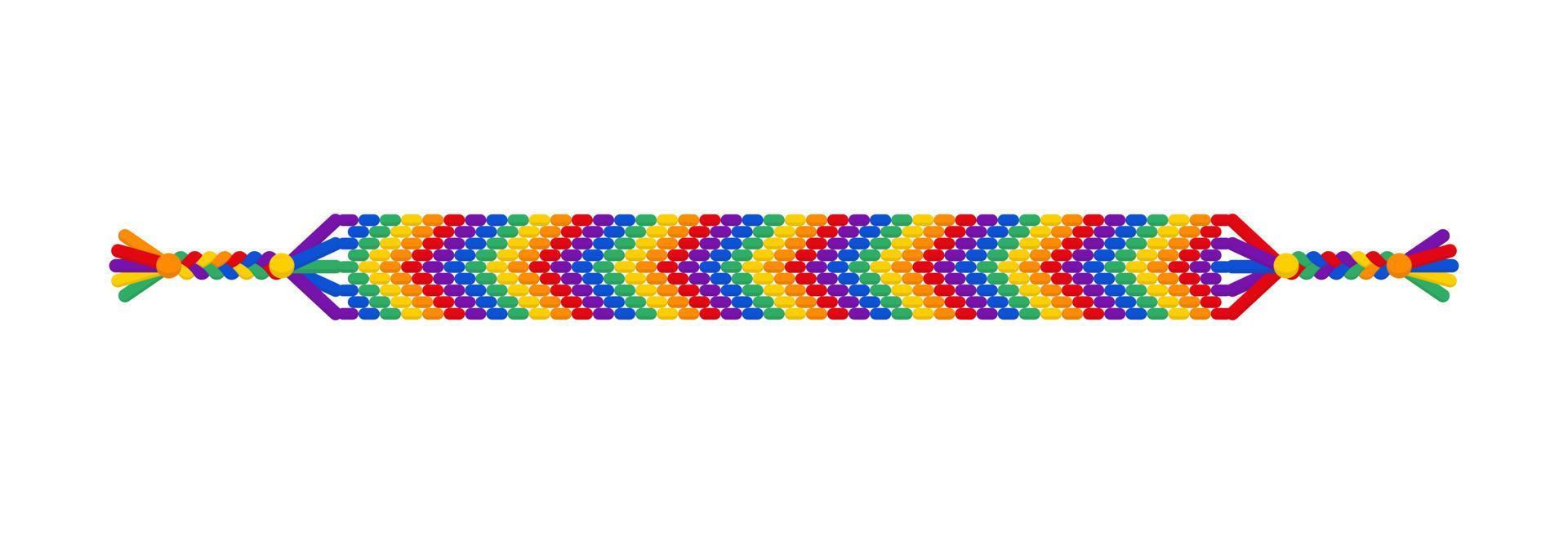 Vector rainbow lgbt handmade hippie friendship hand bracelet of threads.