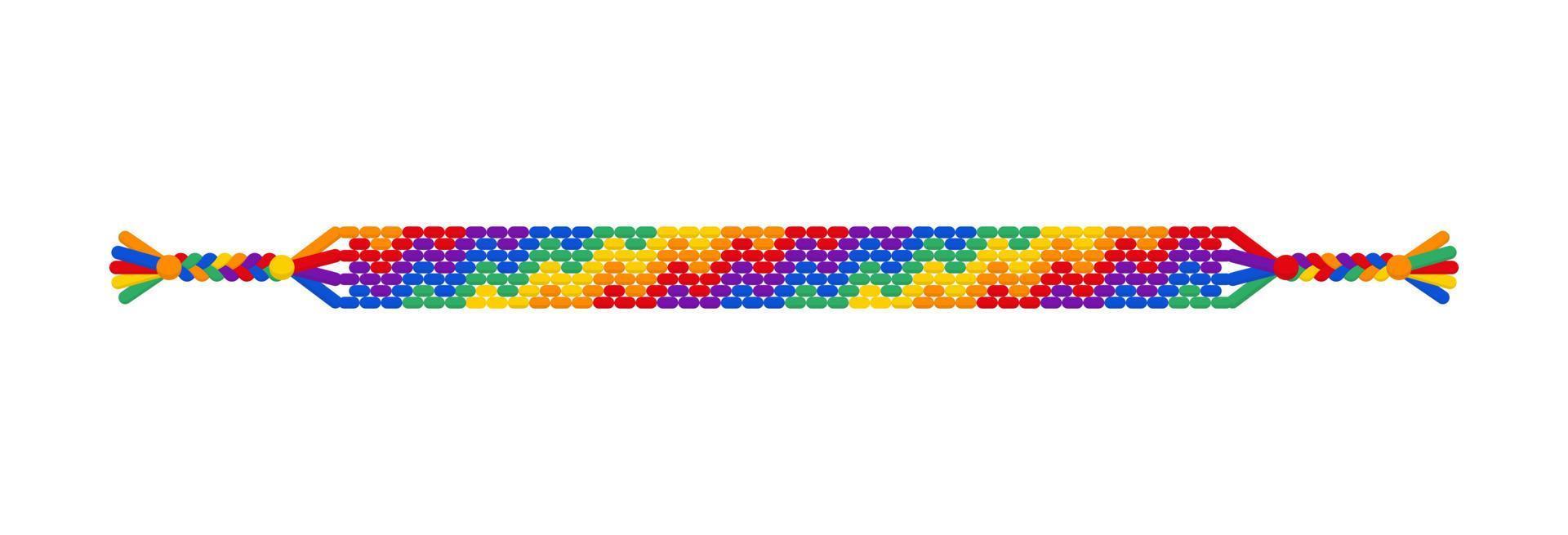 vector arco iris lgbt hecho a mano a rayas hippie amistad mano pulsera de hilos.