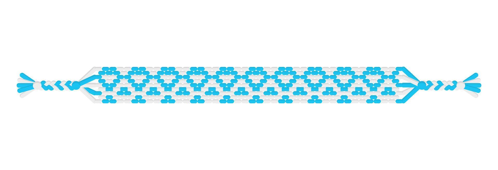 Vector love handmade hippie friendship bracelet of blue and white threads.
