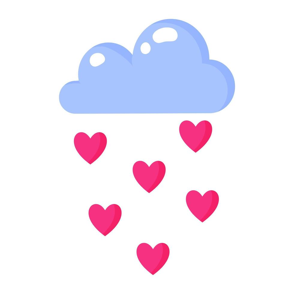 nube con lluvia del corazón. concepto de boda y día de san valentín. vector