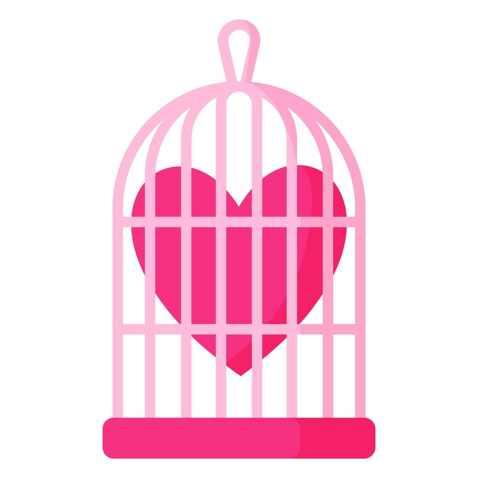 Birdcage with a heart. Wedding and valentine day concept. vector