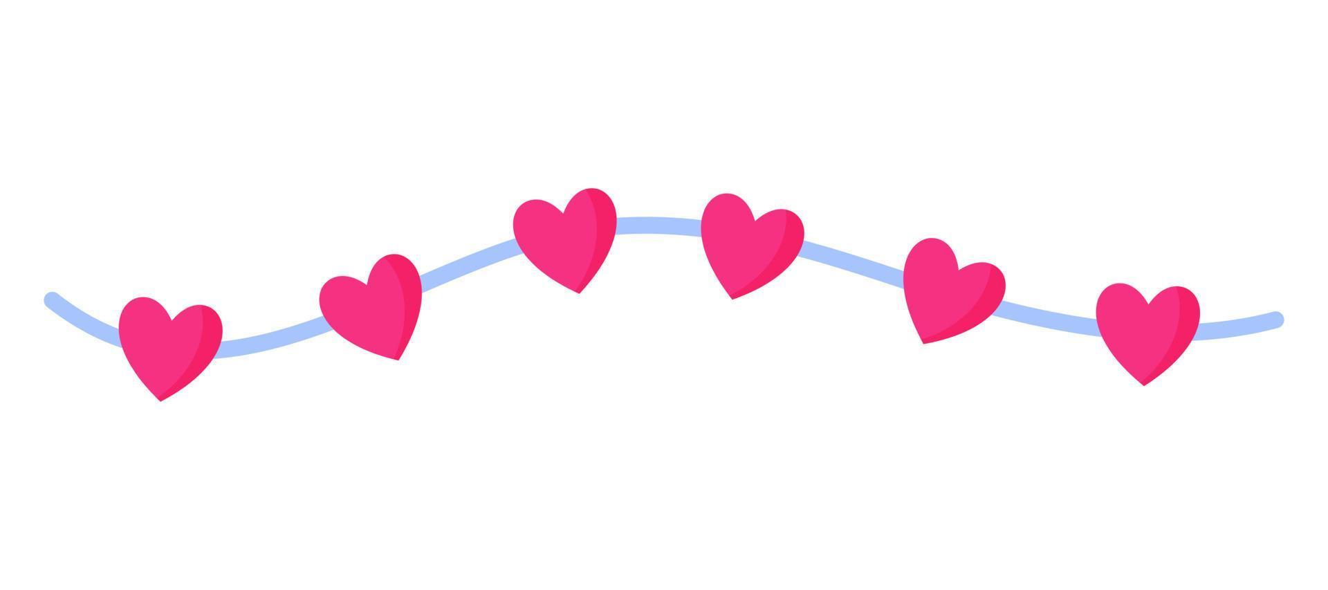 Festive garland with hearts. Wedding and valentine day concept. vector