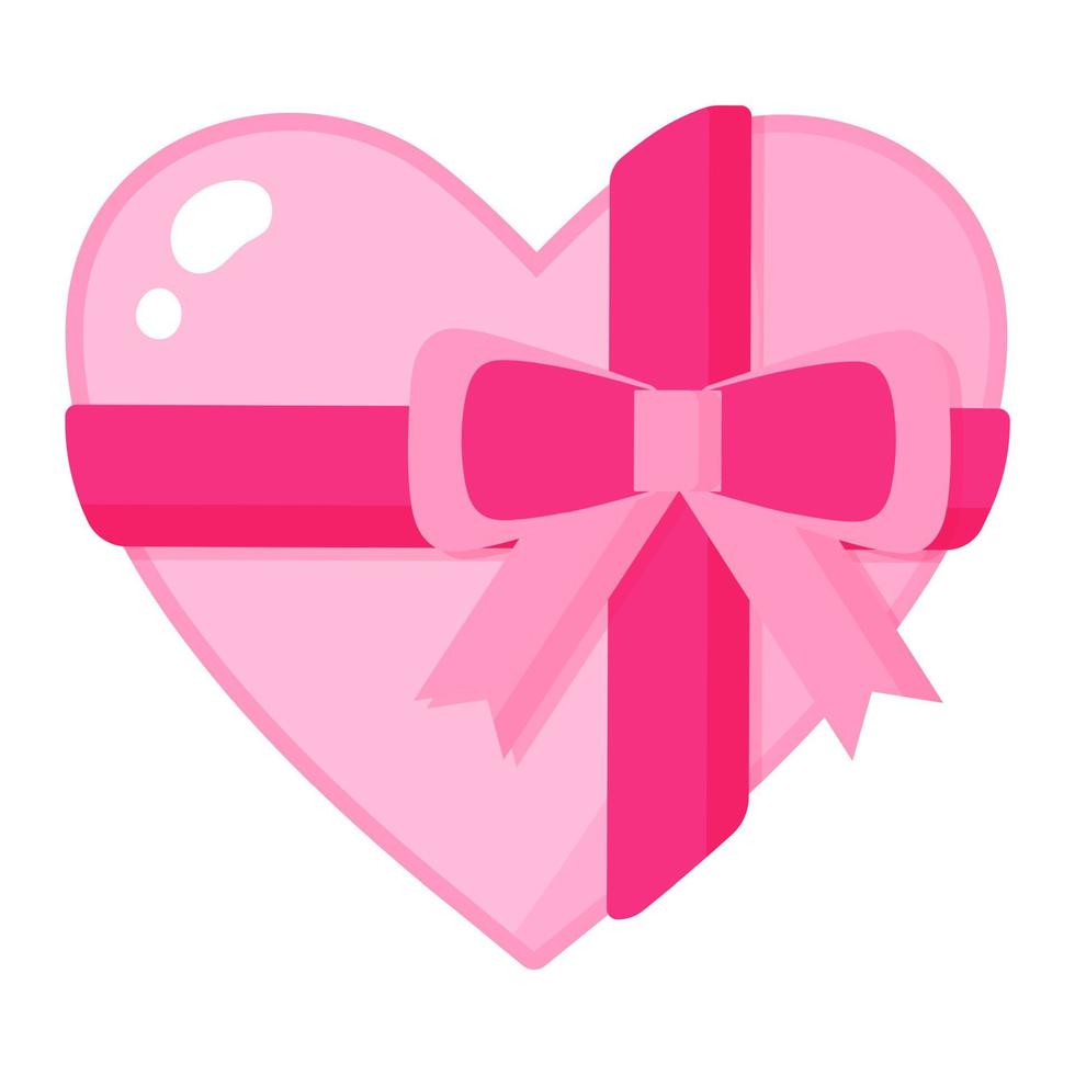 caja de bombones en forma de corazón con una cinta. concepto de boda y día de san valentín. vector