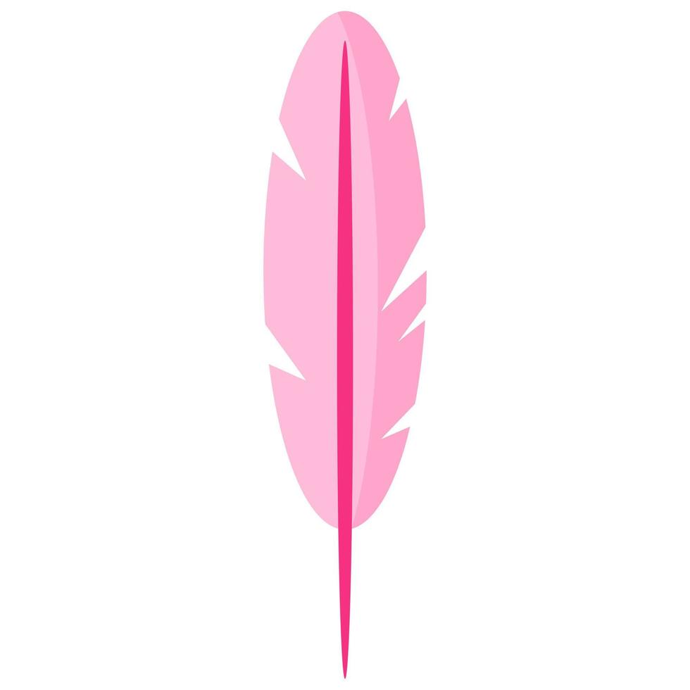 Bird pink feather. Wedding and valentine day concept. vector