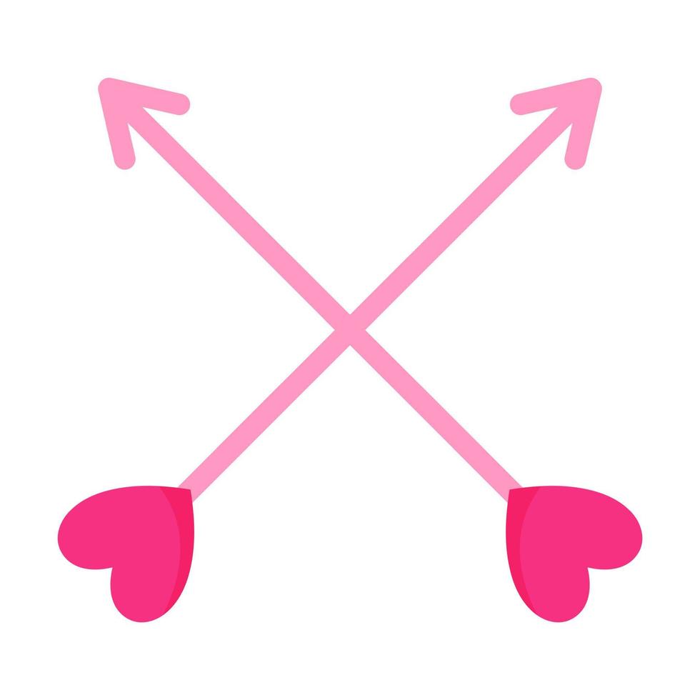 Two pink arrows with hearts. Wedding and valentine day concept. vector