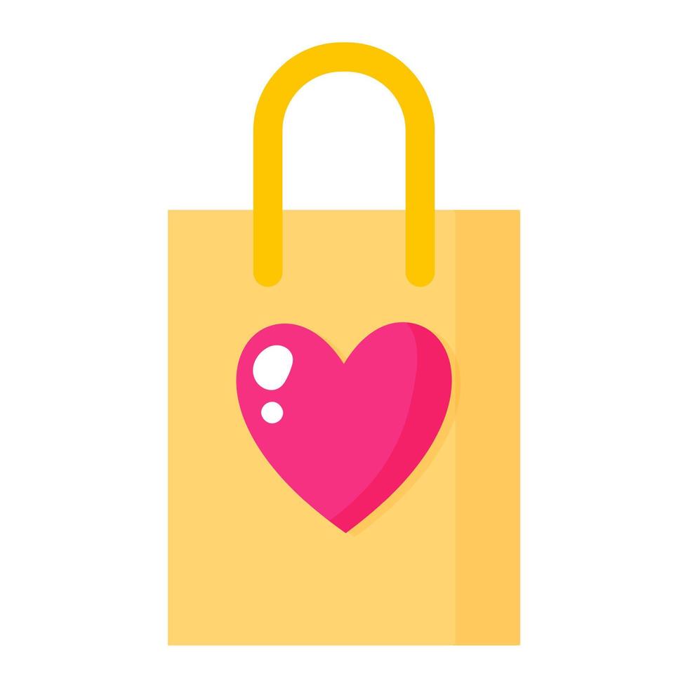 Paper shopping bag with heart. Wedding and valentine day concept. vector