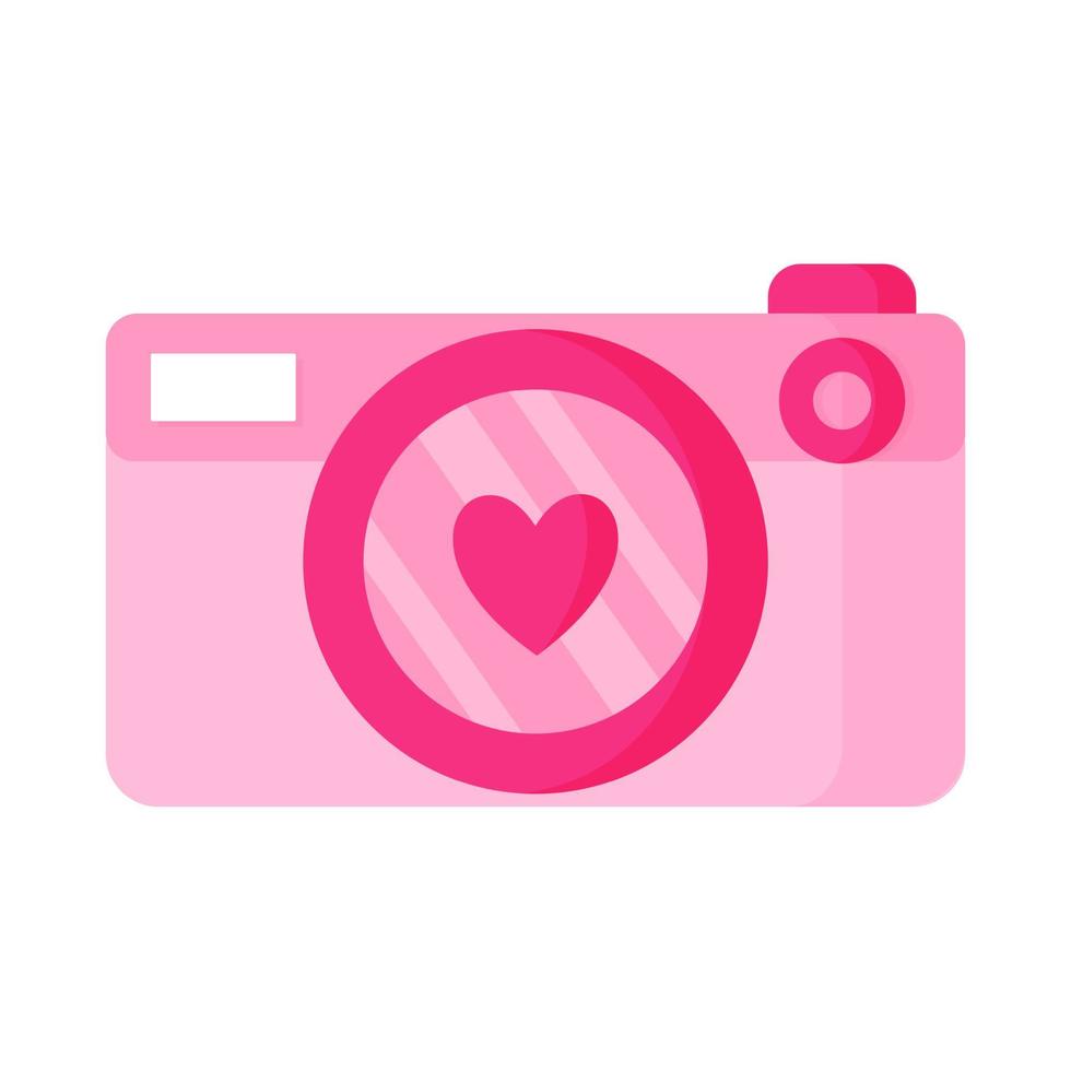 Camera with a heart. Wedding and valentine day concept. vector