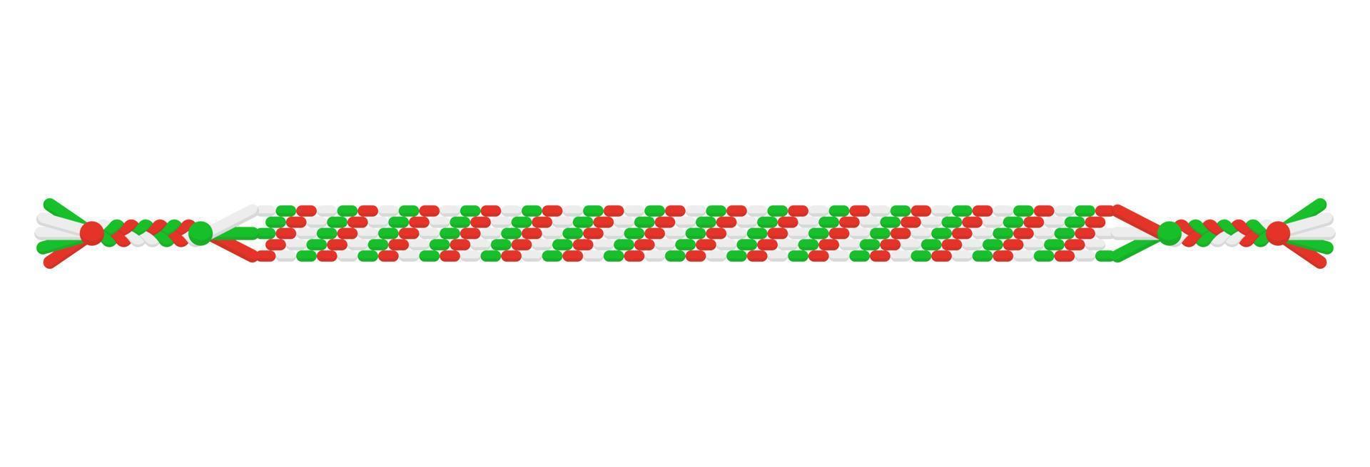 Vector Christmas handmade hippie striped friendship bracelet of threads.