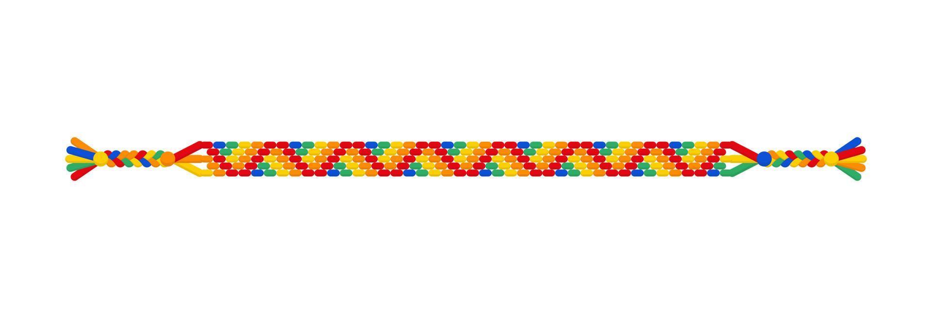 Vector rainbow lgbt triangle hippie friendship bracelet of threads.