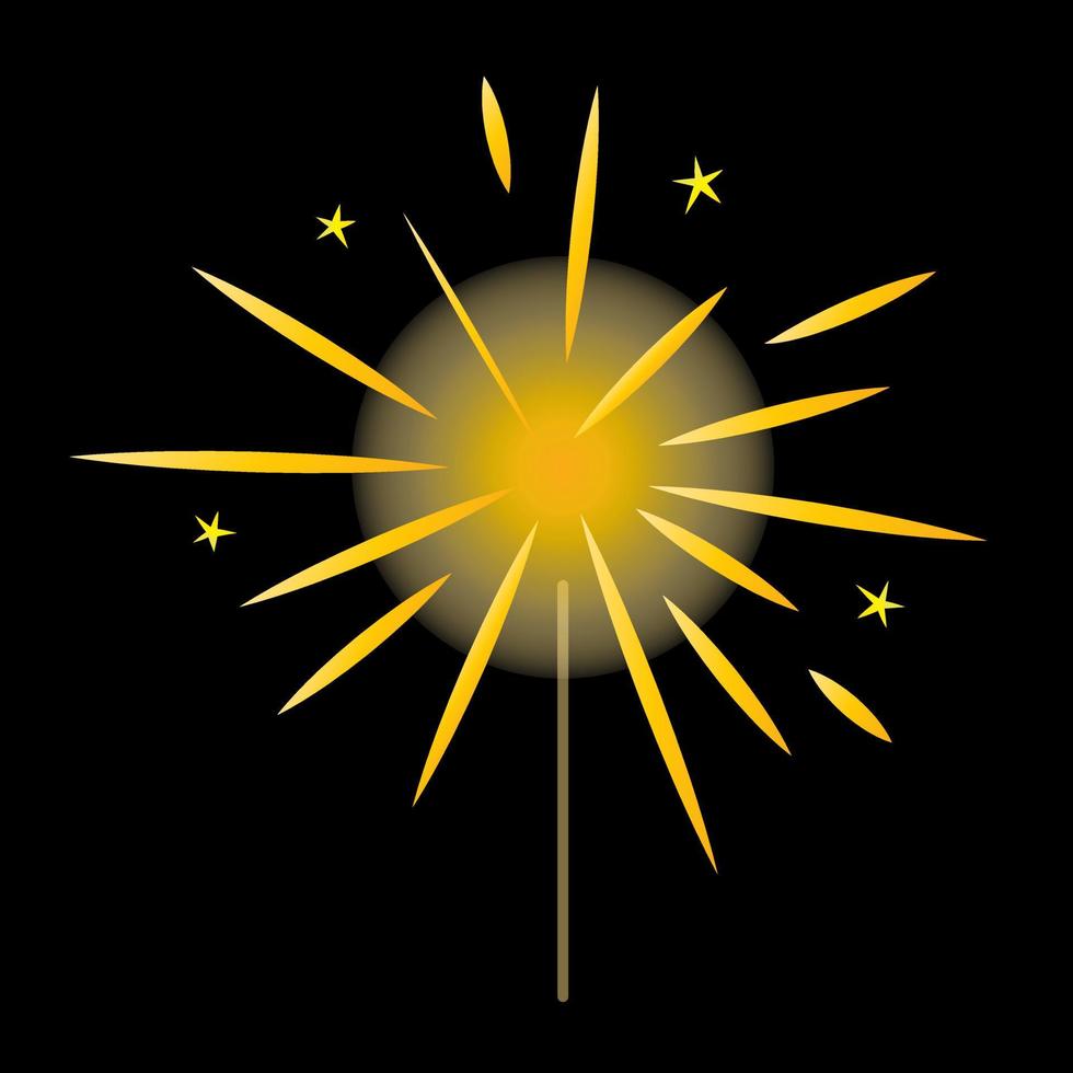 Sparklers vector illustration. Glow stick with light. Hand firework. Festival symbol.