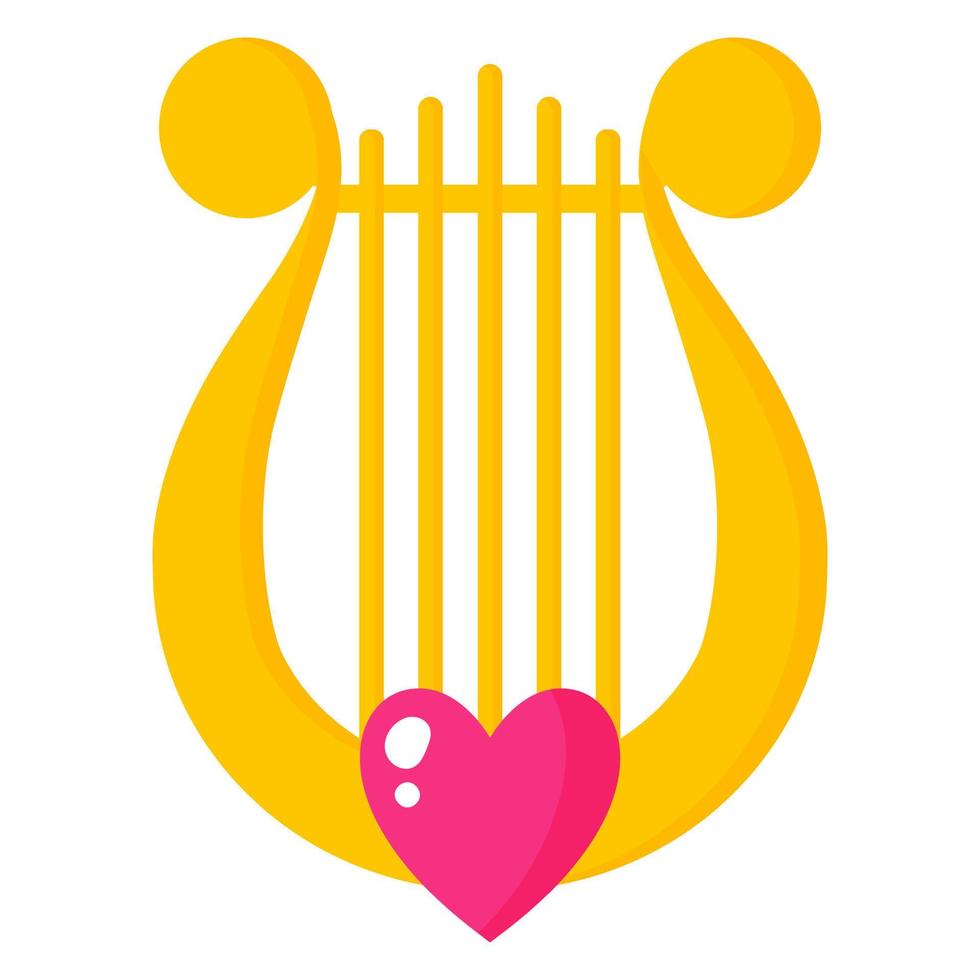 Harp with a heart. Wedding and valentine day concept. vector