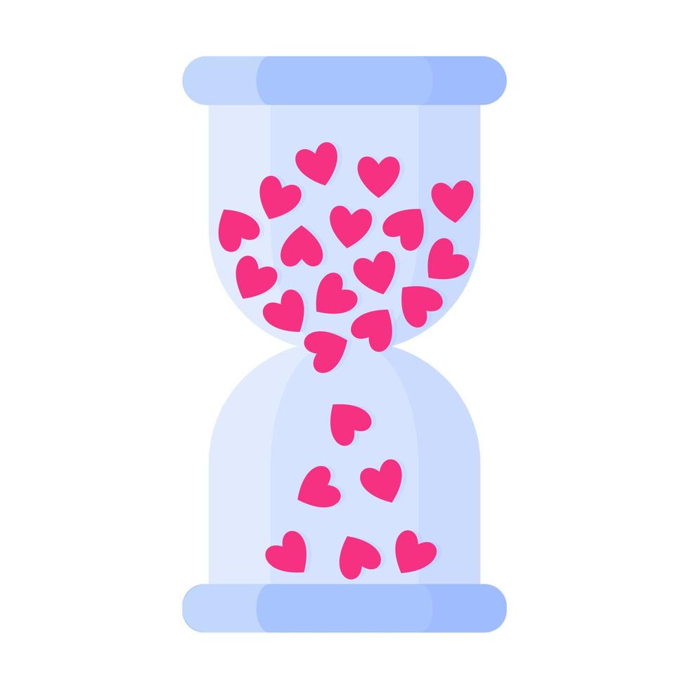 Hourglass with heart. Wedding and valentine day concept. vector