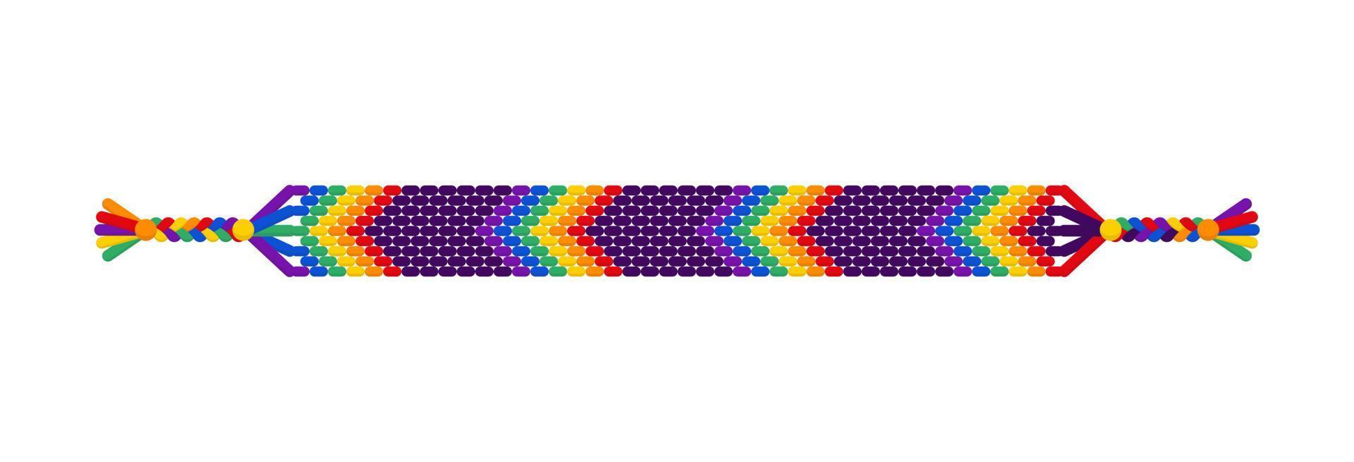 Vector rainbow lgbt handmade hippie friendship hand bracelet of threads.