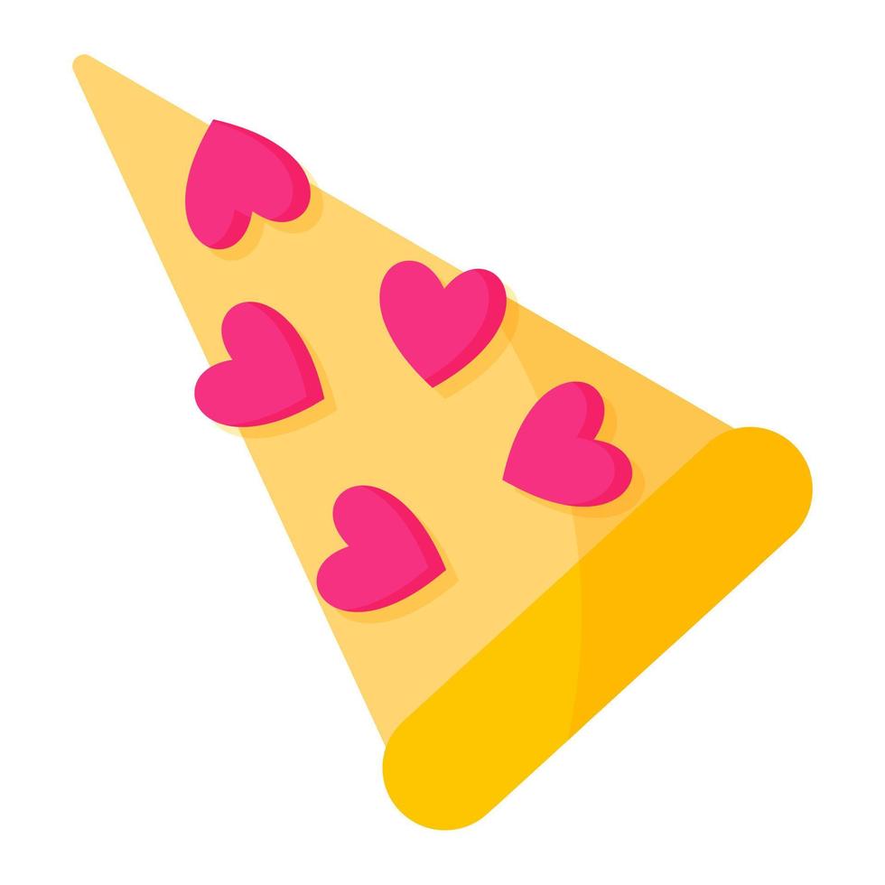 Slice of pizza with hearts. Wedding and valentine day concept. vector