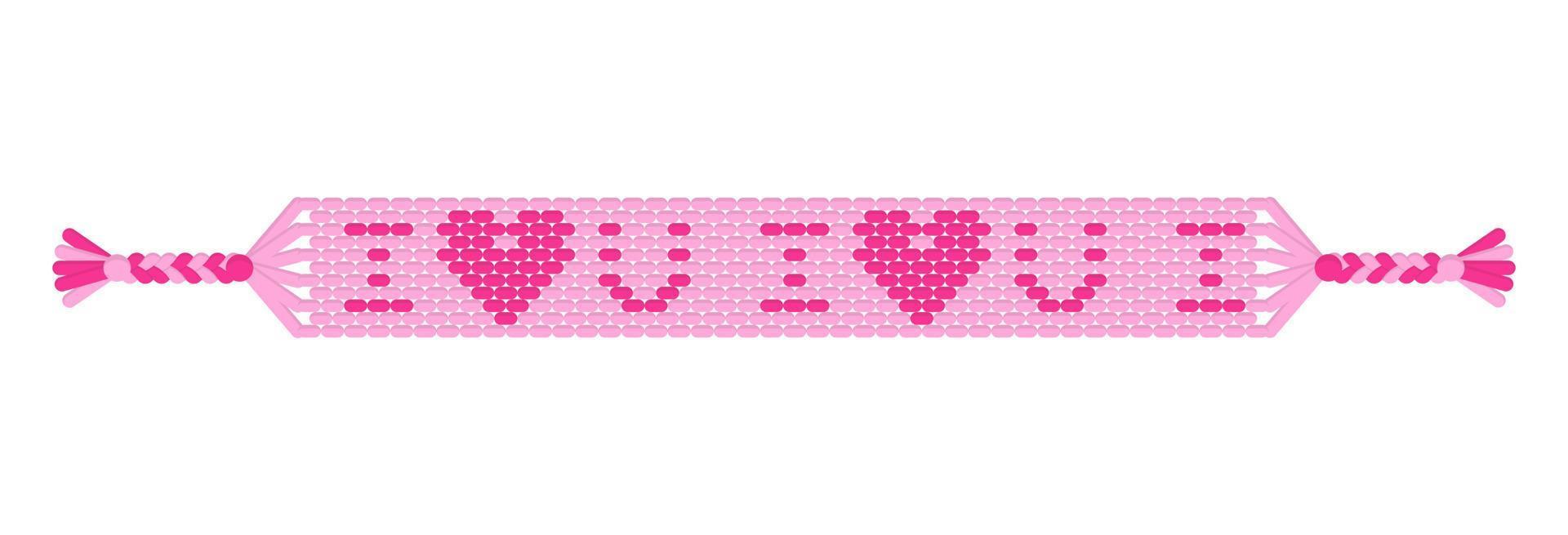 Vector handmade hippie friendship bracelet of pink threads.