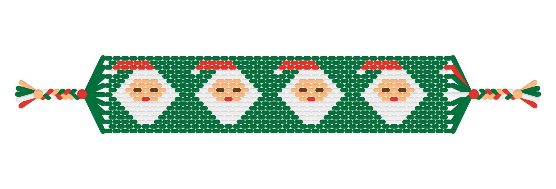 Vector Christmas handmade hippie Santa friendship bracelet of threads.