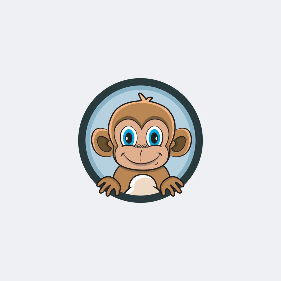 Funny Monkey Head Character Design. Perfect For Logo, Label, Template and Icon. vector