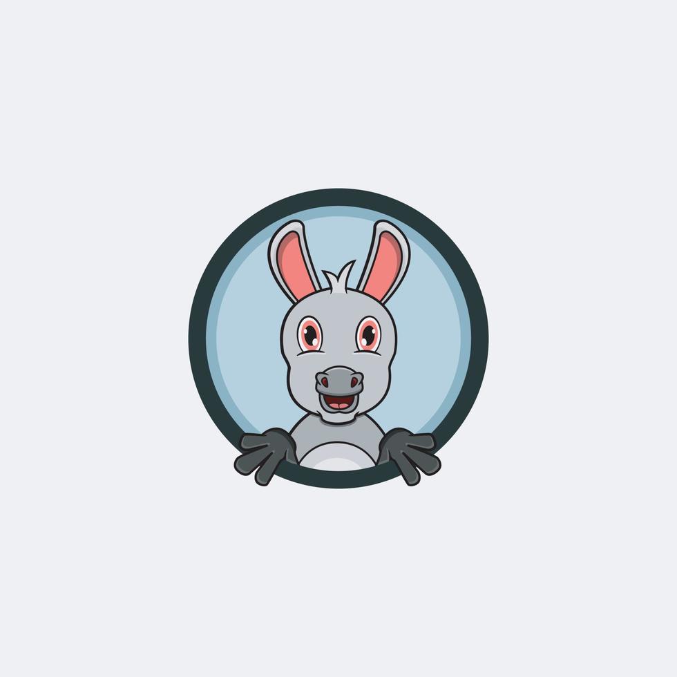 divertido diseño de personajes de cabeza de burro. perfecto para logotipo, etiqueta, plantilla e icono. vector