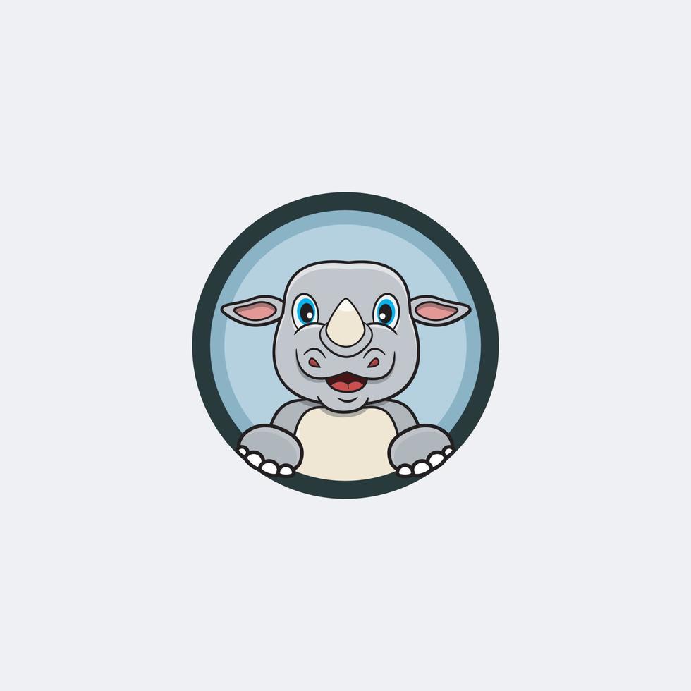 Funny Rhino Head Character Design. Perfect For Logo, Label, Template and Icon. vector