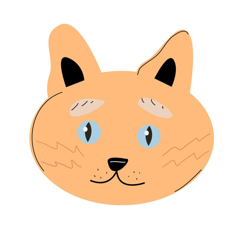 hocico de un gato con ilustración de ojos azules para niños. vector